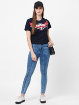 Women Navy Printed T-Shirts - Navy
