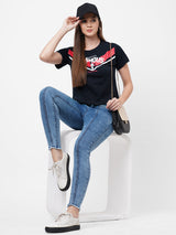 Women Navy Printed T-Shirts - Navy