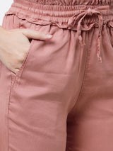 High-Rise Paper Bag Pants - Blush Pink