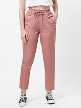 High-Rise Paper Bag Pants - Blush Pink
