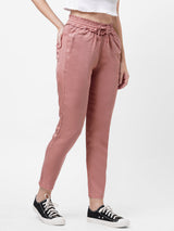 High-Rise Paper Bag Pants - Blush Pink