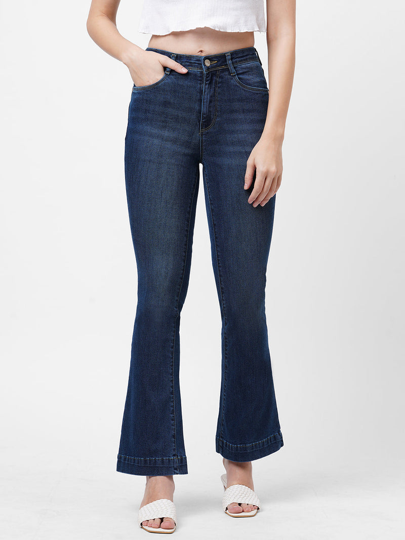 K5013 High-Rise Flared Jeans - Dark Blue