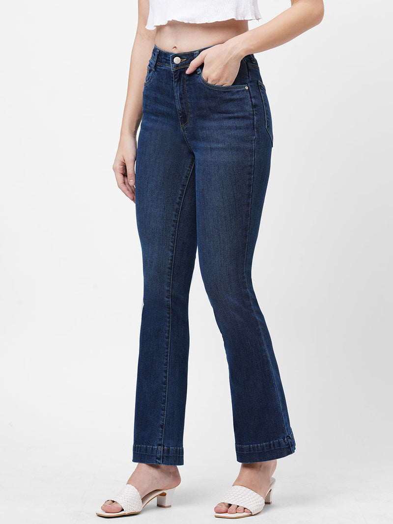 K5013 High-Rise Flared Jeans - Dark Blue