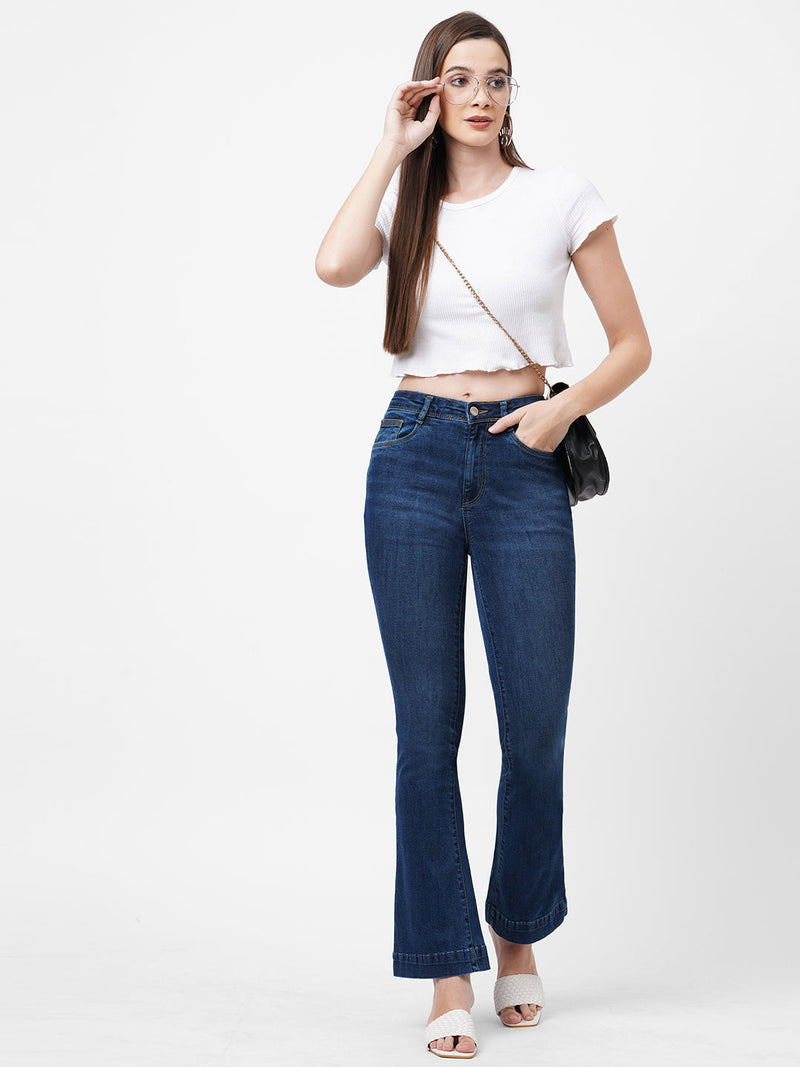 K5013 High-Rise Flared Jeans - Dark Blue