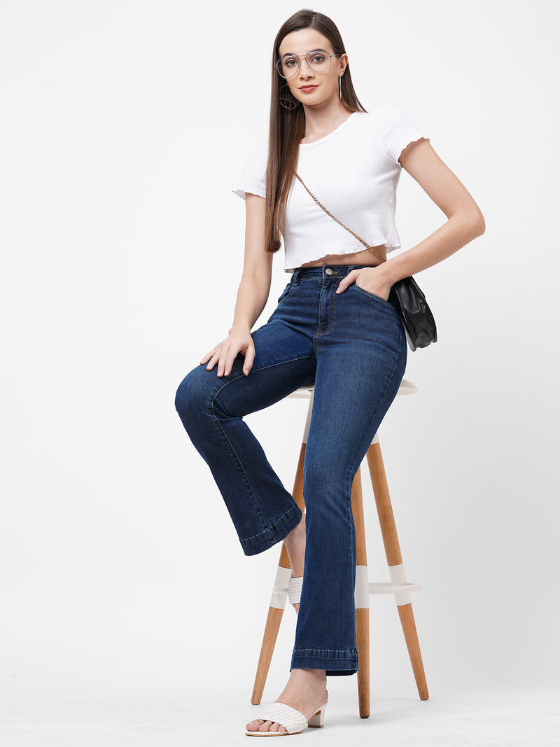 K5013 High-Rise Flared Jeans - Dark Blue
