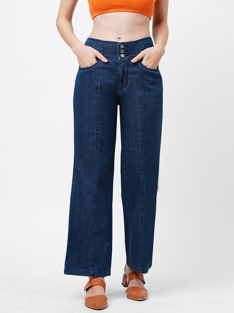 K5031 High-Rise Wide Leg Jeans - Blue