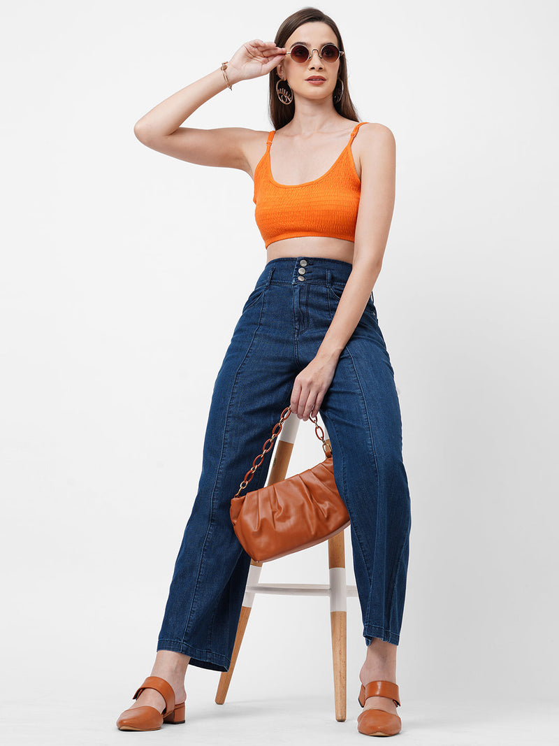 K5031 High-Rise Wide Leg Jeans - Blue
