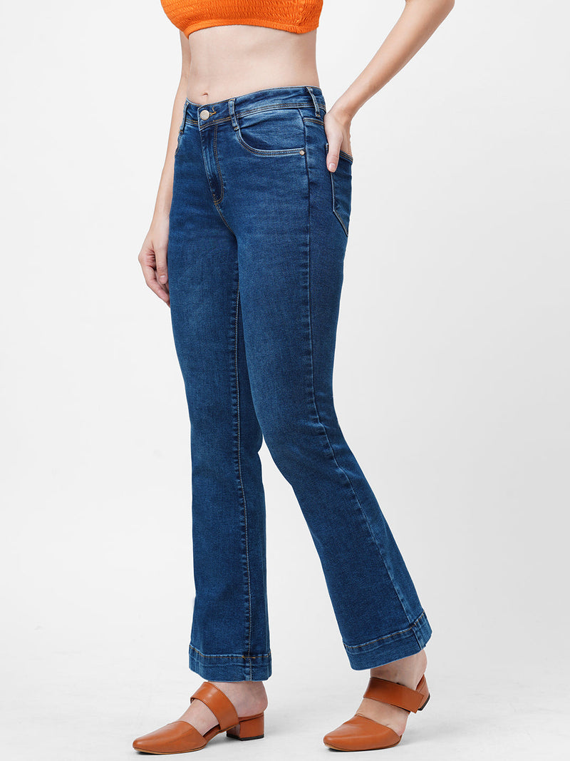 K5013 High-Rise Flared Jeans - Blue