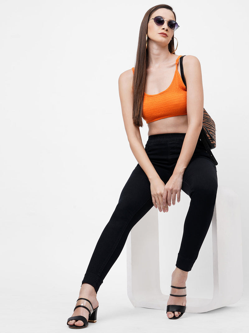 K3081 Mid-Rise Denim Legging - Black