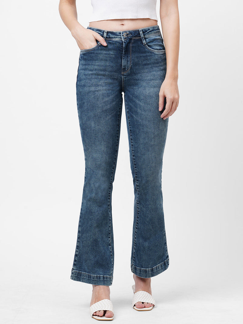 K5013 High-Rise Flared Jeans - Dark Blue
