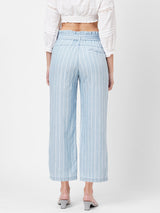 High-Rise Paper Bag Culottes - Light Blue