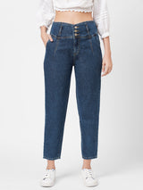 High-Rise Baggy Fit Jeans - Blue