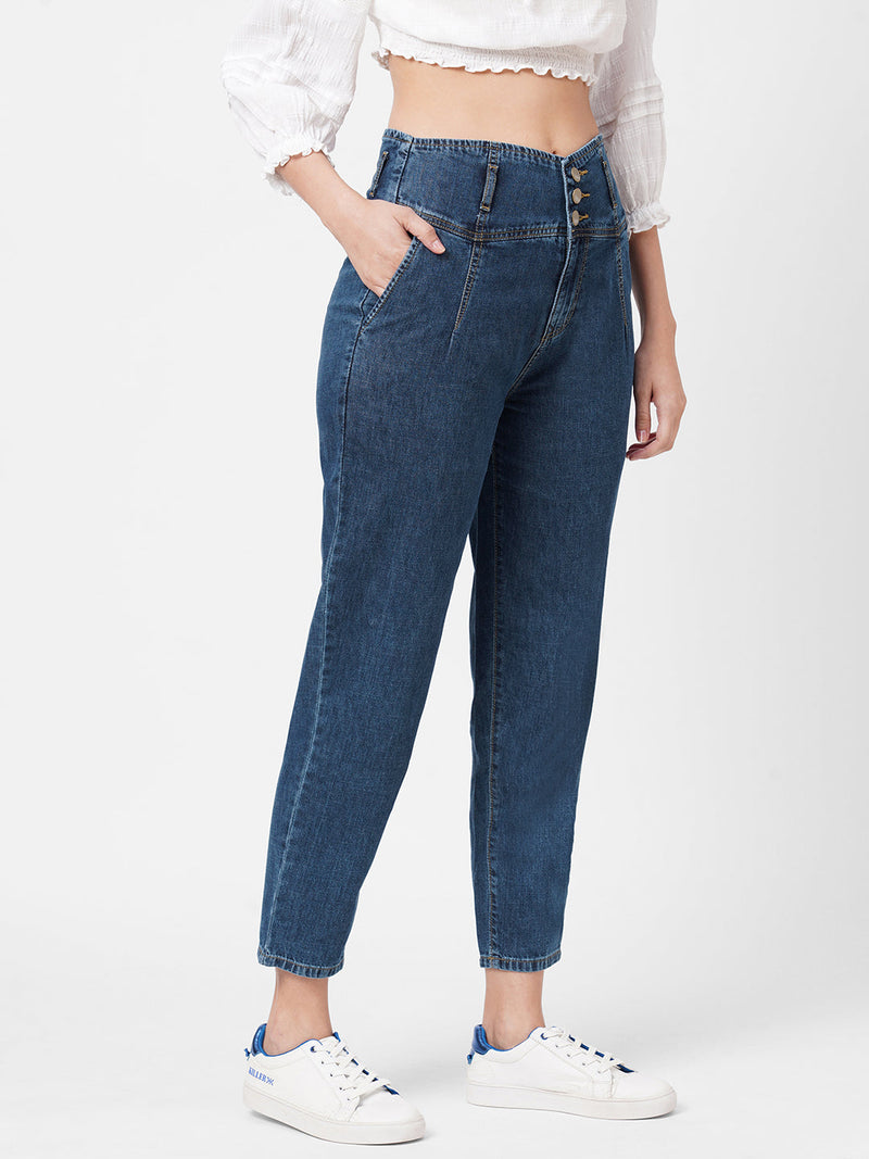 High-Rise Baggy Fit Jeans - Blue