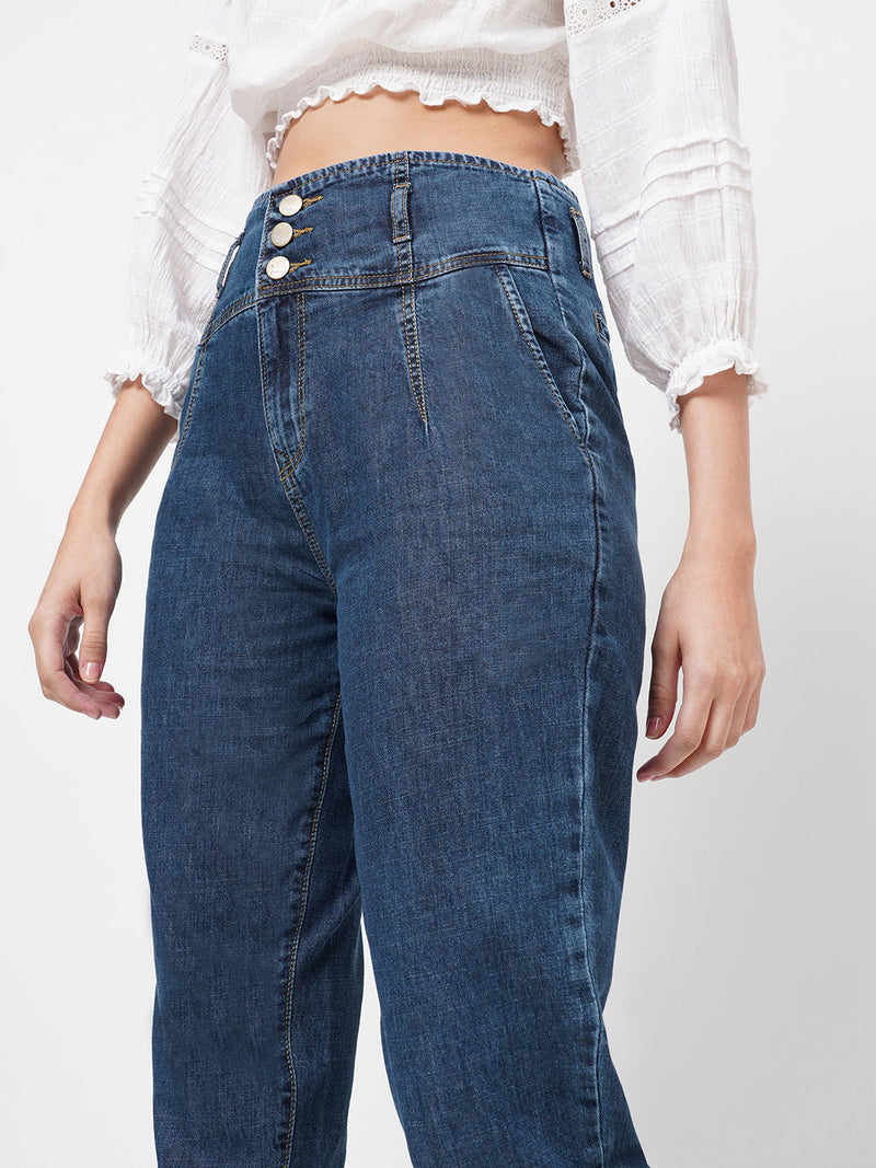 High-Rise Baggy Fit Jeans - Blue