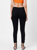 K3051 Mid-Rise Skinny Ripped Jeans - Black