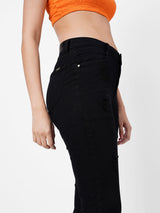 K3051 Mid-Rise Skinny Ripped Jeans - Black