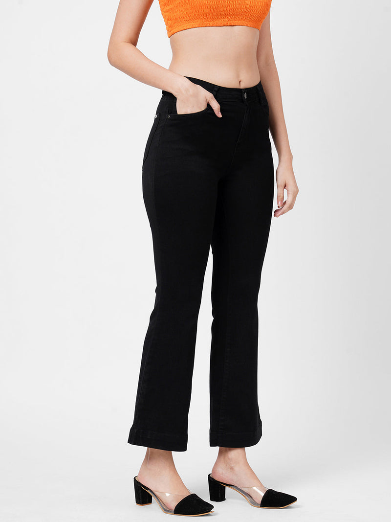 K5013 High-Rise Flared Jeans - Black