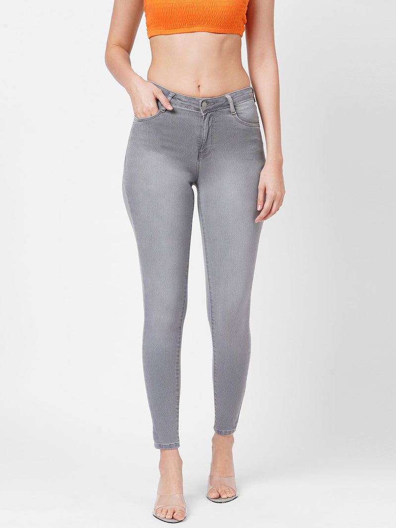 K4014 High-Rise Skinny Jeans - Grey