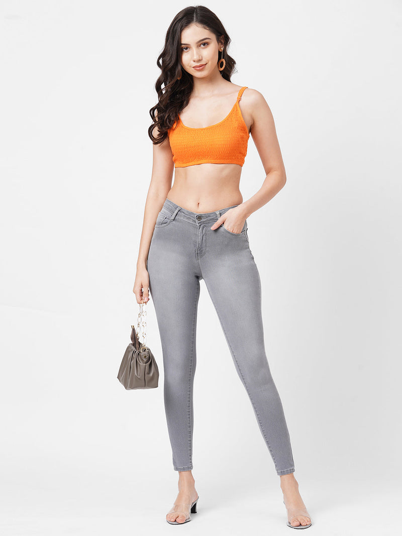 K4014 High-Rise Skinny Jeans - Grey