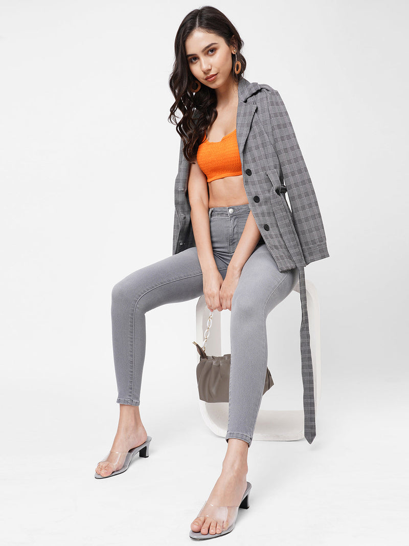 K4014 High-Rise Skinny Jeans - Grey