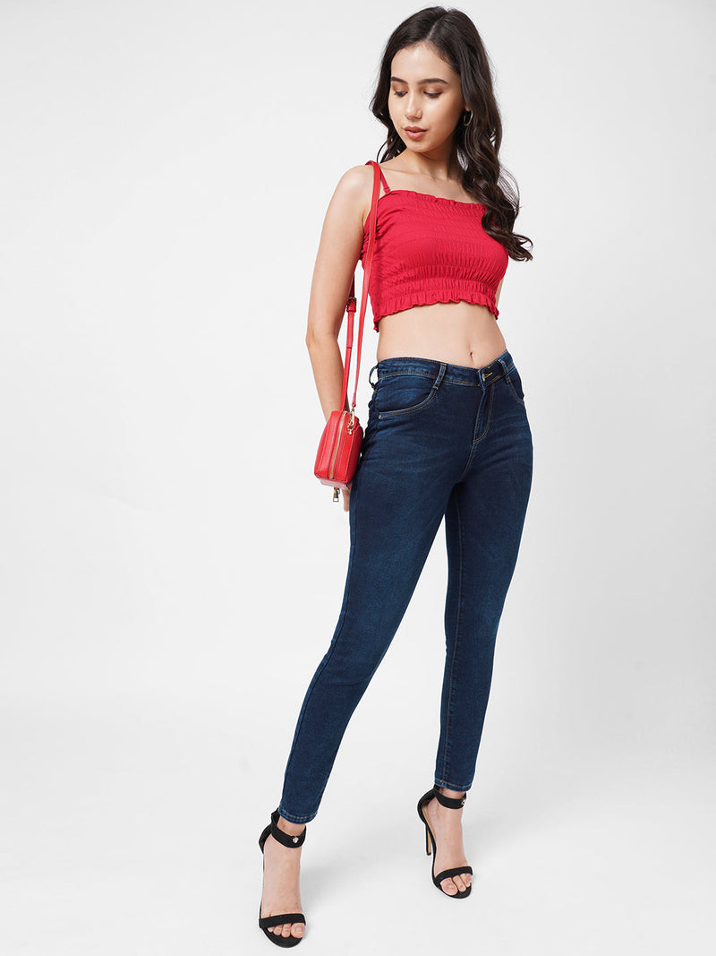 K3051 Mid-Rise Skinny Jeans - Blue