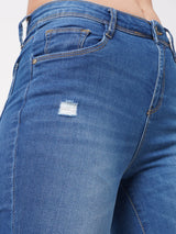 K4014 High-Rise Skinny Ripped Jeans - Blue