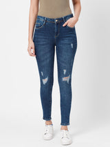 K3051 Mid-Rise Skinny Ripped Jeans - Blue