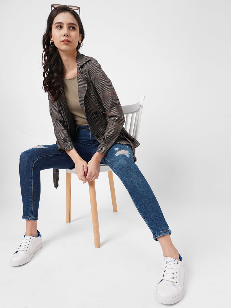 K3051 Mid-Rise Skinny Ripped Jeans - Blue