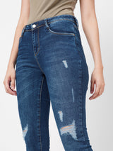 K3051 Mid-Rise Skinny Ripped Jeans - Blue