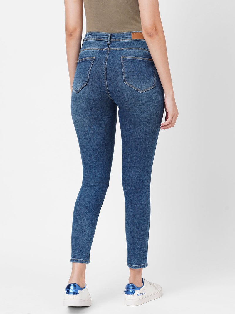 K4068 Mid-Rise Push Up Super Skinny Jeans - Blue