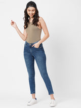 K4068 Mid-Rise Push Up Super Skinny Jeans - Blue