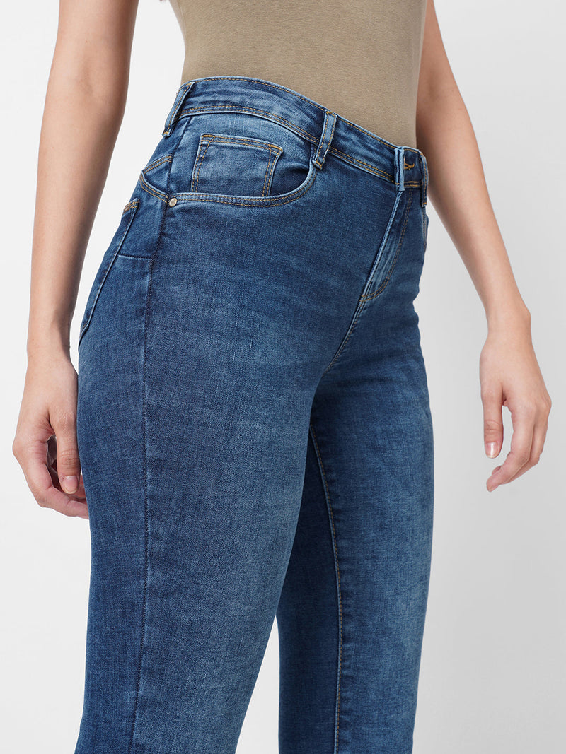K4068 Mid-Rise Push Up Super Skinny Jeans - Blue