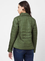 Women Olive Padded Jackets - Olive