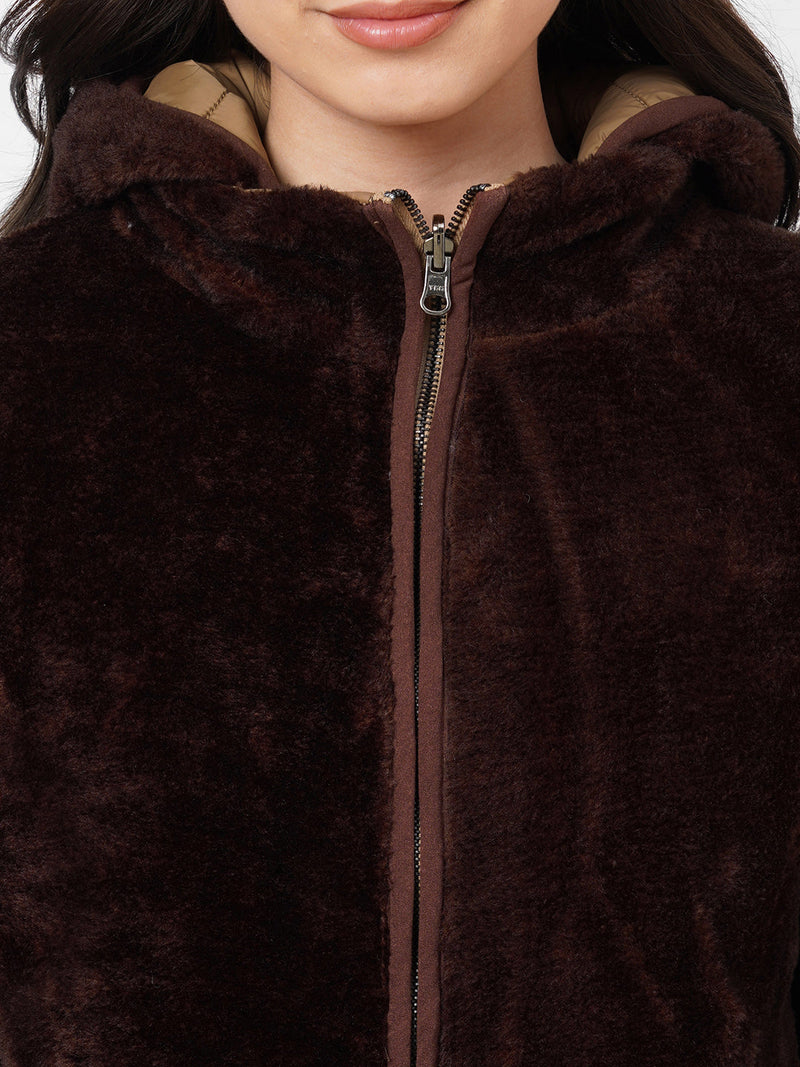 Women Reversible Padded Jacket - Light Beige