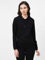 Women Black Solid Sweatshirt - Black