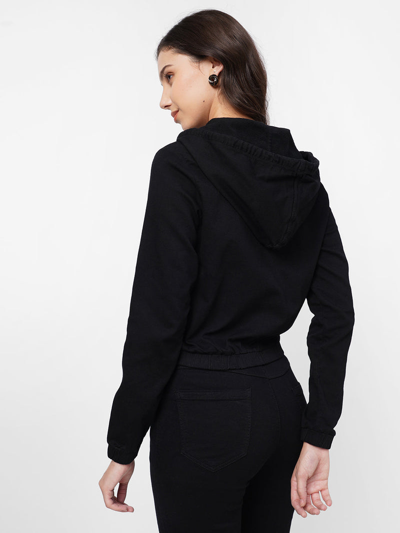 Women Black Solid Sweatshirt - Black