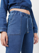 High Rise Denim Jogger - Blue