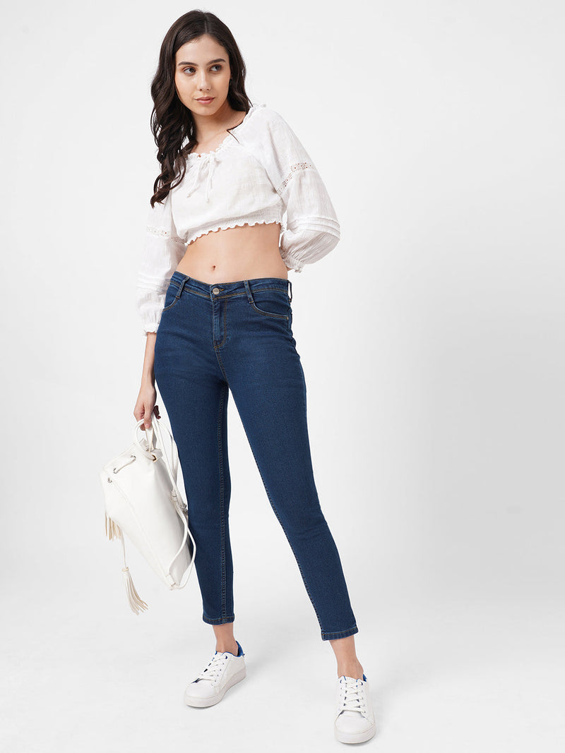K3024 Mid-Rise Skinny Jeans - Dark Blue