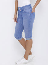 K4023 Mid-Rise Slim Capri - Blue