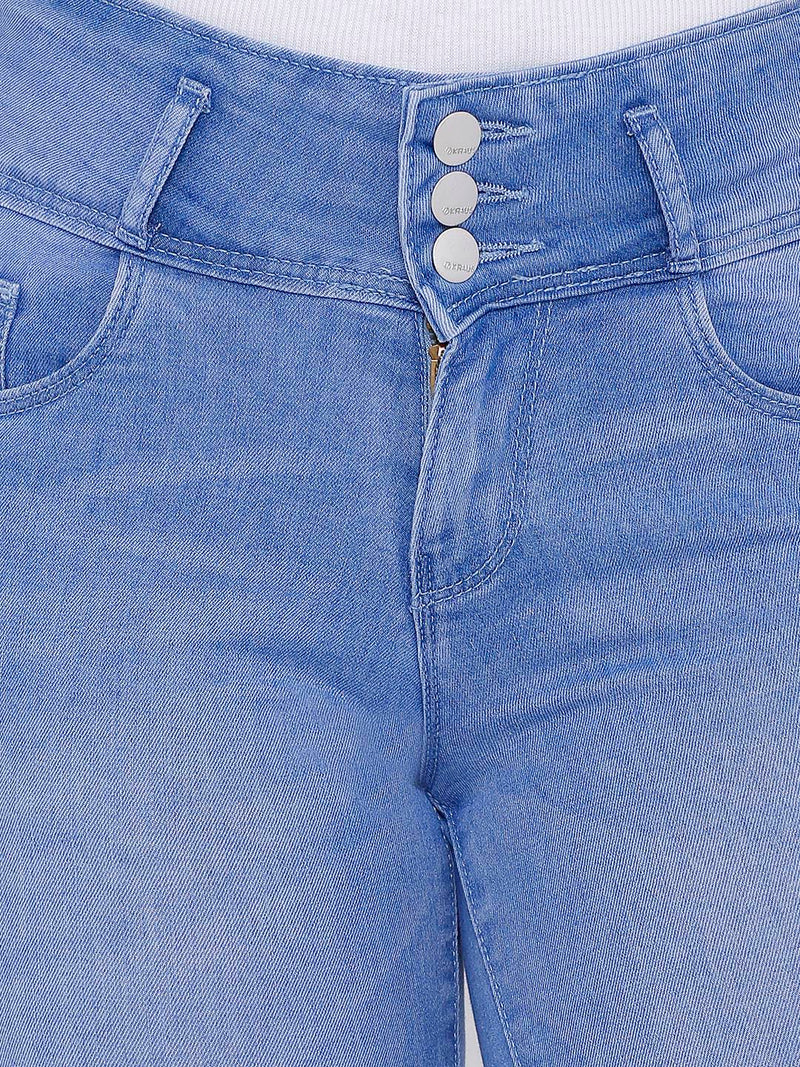 K4023 Mid-Rise Slim Capri - Blue