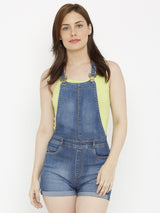 Women Solid Skinny-Fit Dungarees - Blue