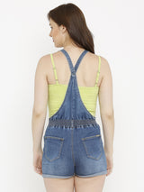 Women Solid Skinny-Fit Dungarees - Blue