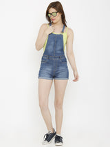 Women Solid Skinny-Fit Dungarees - Blue