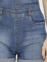 Women Solid Skinny-Fit Dungarees - Blue