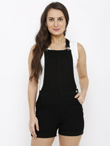 Women Denim Dungarees - Black