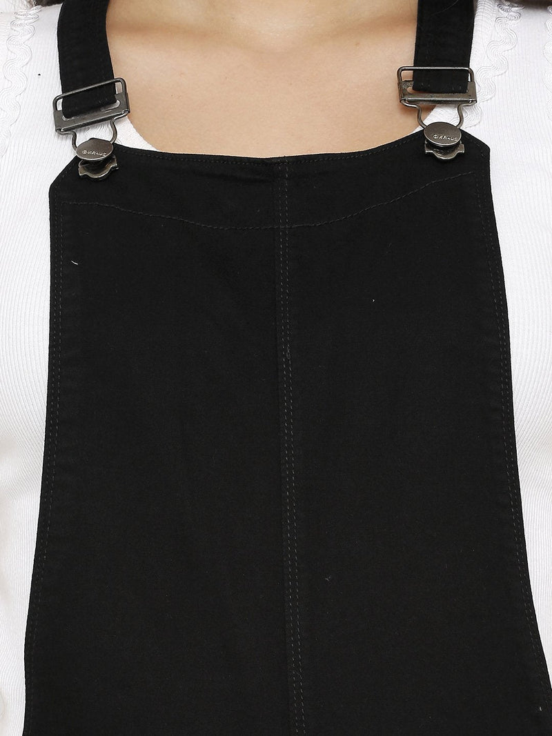 Women Denim Dungarees - Black
