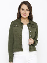 Women Solid Tailored Jacket - Olive