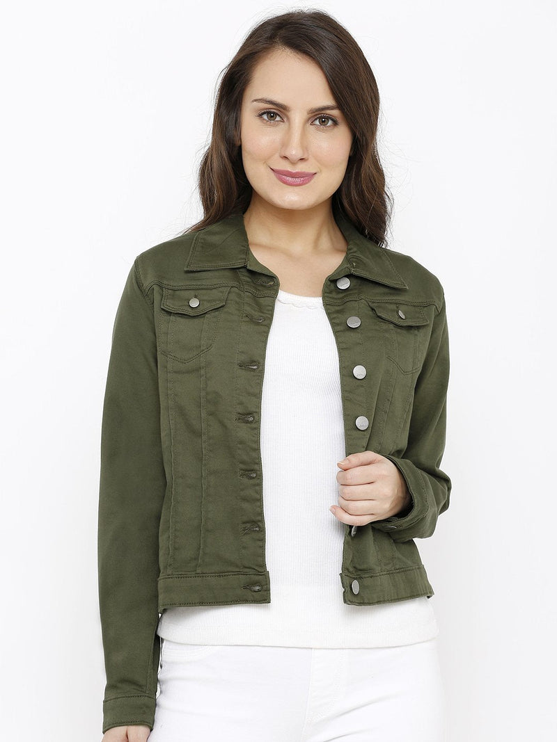 Women Solid Tailored Jacket - Olive