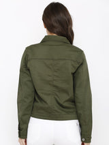 Women Solid Tailored Jacket - Olive