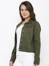 Women Solid Tailored Jacket - Olive